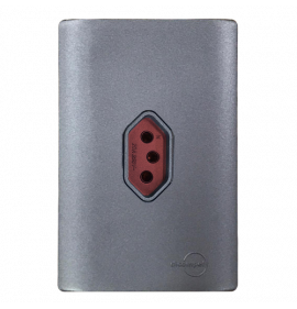 Conjunto Tomada 20A Vermelho Vertical 4x2 - Novara Preto Grafite Total